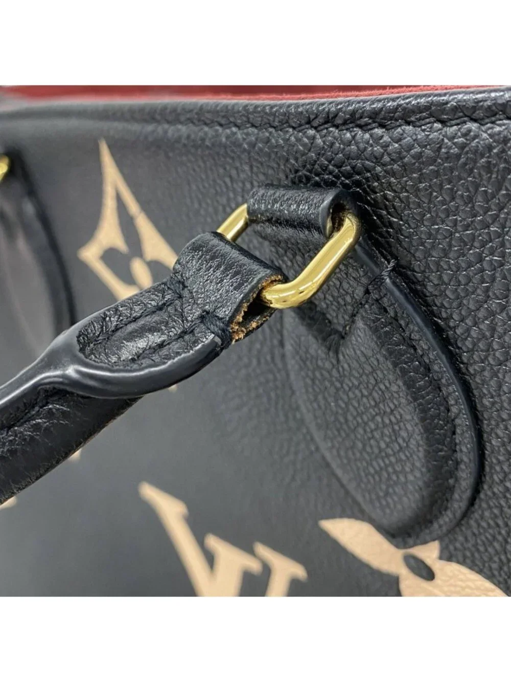 Louis Vuitton Tote Monogram Empreinte Bicolor On The Go MM Black Beige